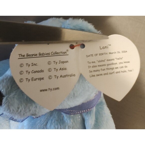 TY Lani Beanie Baby Plush Toy Light Blue Bear w/ Silver Flecks Vintage 2004 - Picture 5 of 13